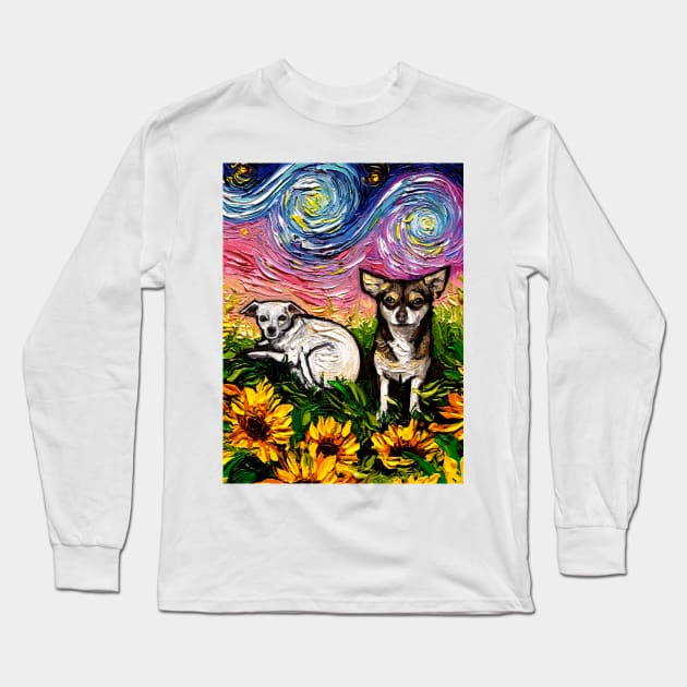 Two Chihuahuas Night Long Sleeve T-Shirt by sagittariusgallery